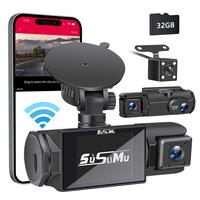 SUSUMU WIFI 1080P HD WiFi Dash Cam, Wide Angle Recorder with Front, Rear & Interior Lenses, Night-Vision, G-sensor, Loop Reco...