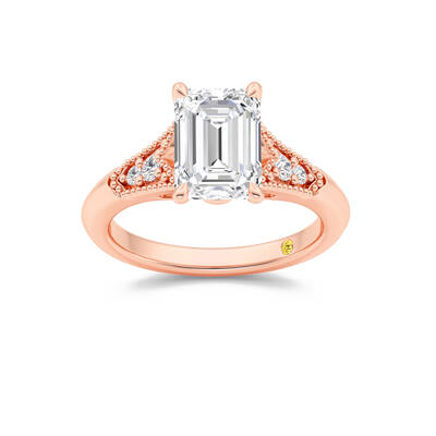 Lily Art Deco Emerald Cut Lab Grown Diamond Engagement Ring | 14K Rose Gold 2 5/8 CT. TW.