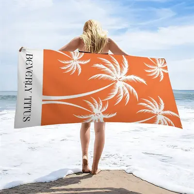 Orange Coconut Tree Hot Summer Custom Beach Towel - Aperturee