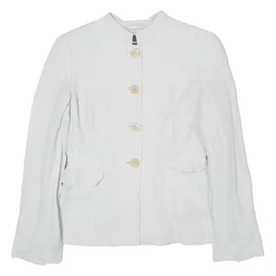 EMPORIO ARMANI Womens Blazer Jacket Grey Linen UK 14
