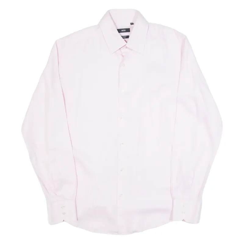 HUGO BOSS Mens Plain Shirt Pink Long Sleeve M