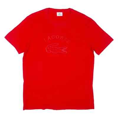 LACOSTE Mens T-Shirt Red Crew Neck L