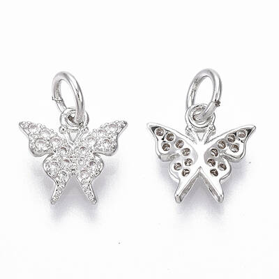 Brass Micro Pave Cubic Zirconia Charms