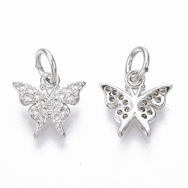 Brass Micro Pave Cubic Zirconia Charms