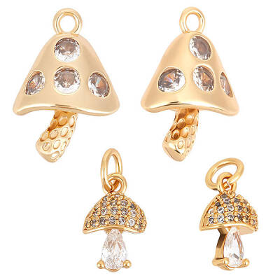 10Pcs 2 Styles Brass Clear Cubic Zirconia Pendants
