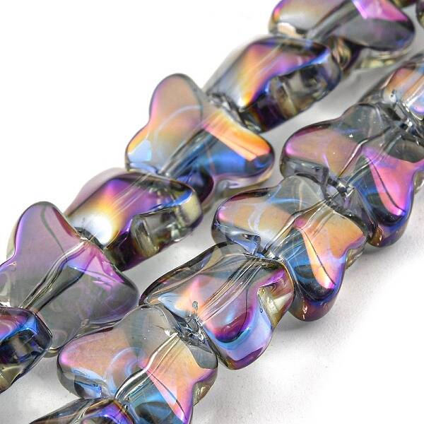 Half Rainbow Plated Electroplate Transparent Glass Beads Strands