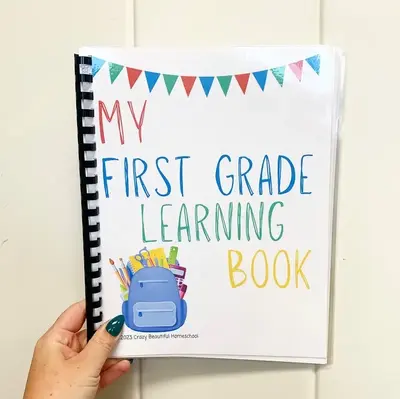 First Grade Learning Book - 18 Pages of Activities including Place Value, Addition, Spelling & More