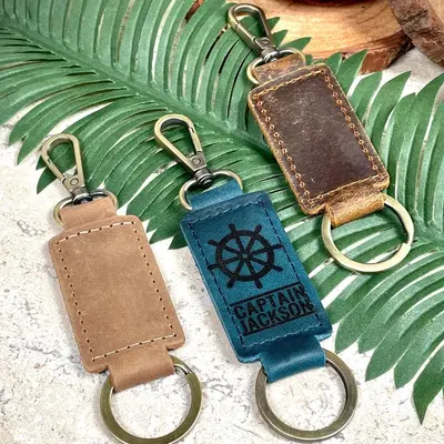 Boat Captain Leather Keychain with Heavy Duty Ring & Clasp , Real Leather, Same Day Shipping, Free Shipping US