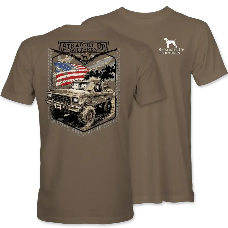 Diesel Power - Diesel Pickup and American Flag T-Shirt