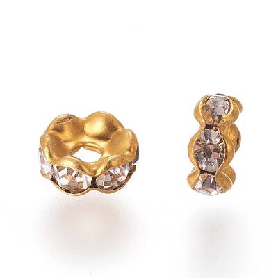 Brass Rhinestone Spacer Beads