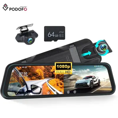 9.66 Inch Car DVR, Full HD 1080P Touch Screen Car DVR with Night Vision, Smart Anti-shake Car HD Video Dashcam with Adjustab...
