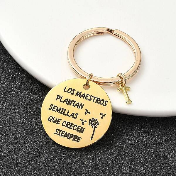 201 Stainless Steel & Brass Letter Keychain