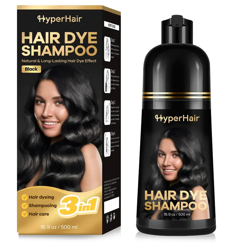 HyperHair Hair Dye Shampoo, Herbal Ingredients Hair Dye, Shampoo for Gray Hair for Women & Men, Long Lasting & Coverage Hairc...