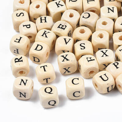 Natural Maple Wood Printed Beads