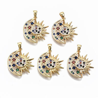Brass Micro Pave Colorful Cubic Zirconia Pendants