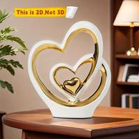 2D Acrylic Heart Shaped Ornament, Modern Desktop Decoration, Home Decor for Living Room, Bedroom, Office, Bookshelf, Desk, Ta...