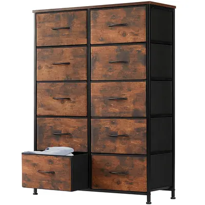 【Deal】Cupboards Cabinets Dresser - Fabric Storage Tower with 10 Drawers, Bedroom Organizer, Chest of Drawers with Fabric ...