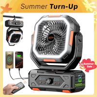 OGERY 2025 Upgraded Camping Fan, 20000mAh Rechargeable Fan with LED Lights & 270° Pivot, Remote Control Shaking Head Desk Fa...