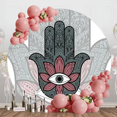 Mysterious Boho Hamsa Hand Round Birthday Backdrop - Aperturee