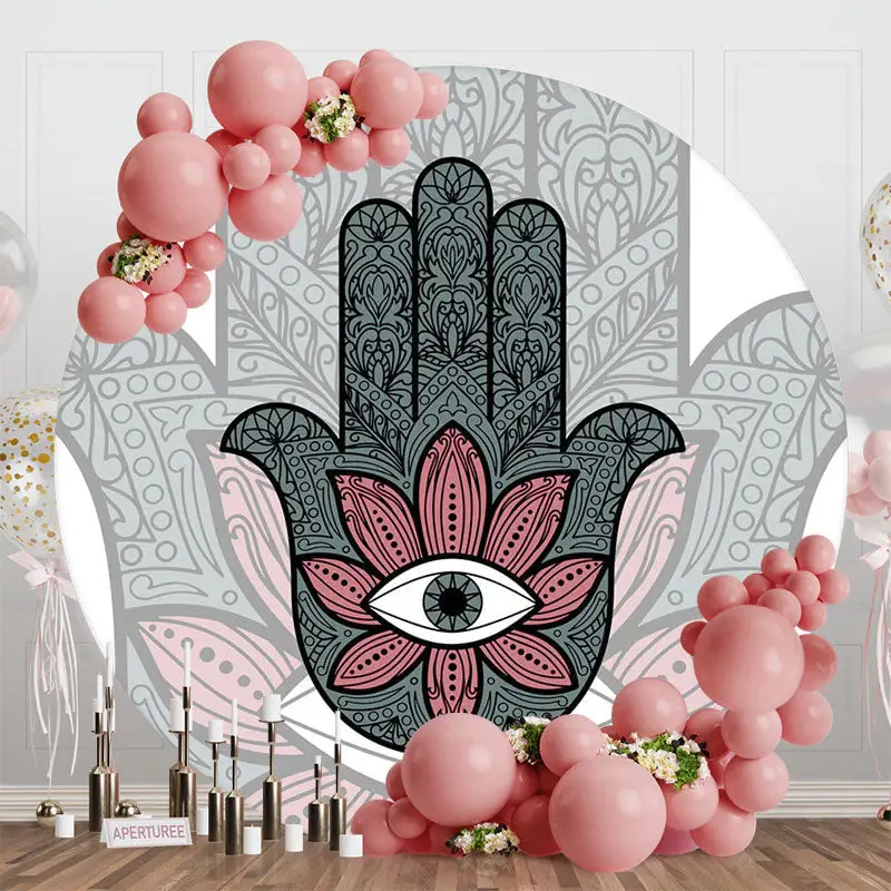 Mysterious Boho Hamsa Hand Round Birthday Backdrop - Aperturee