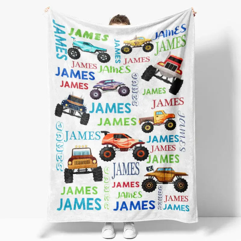 Cool Off Road Vehicles Custom Name Blanket For Boys - Aperturee
