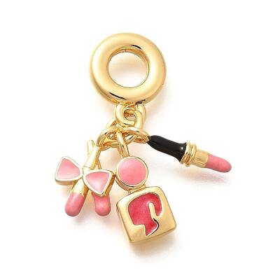 Brass Enamel Lipstick & Perfume European Dangle Charms