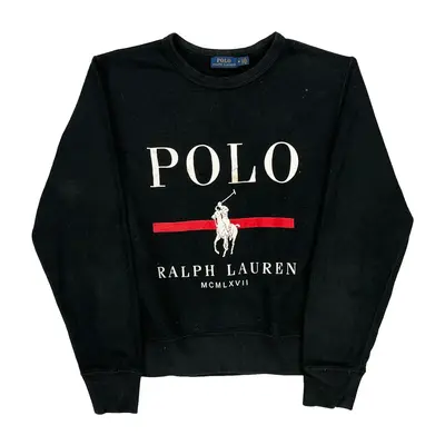 Ralph Lauren Spellout Sweatshirt - Medium Black Cotton Blend