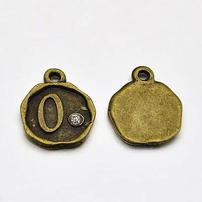 Antique Bronze Plated Alloy Rhinestone Charms