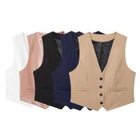 Women Fashion Single Breasted Waistcoats Sleeveless Jackets