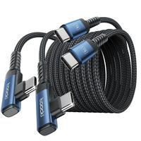 Toocki USB C to USB C Charger Cable(10ft, 2Pack), 60W Type C Charging Cable Cord, Right Angle Fast Charging USBC to USBC Cabl...