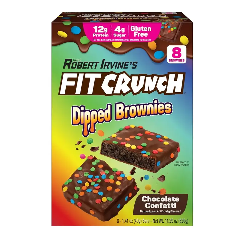 FITCRUNCH Dipped Protein Brownies (8 Brownies, Chocolate Confetti)