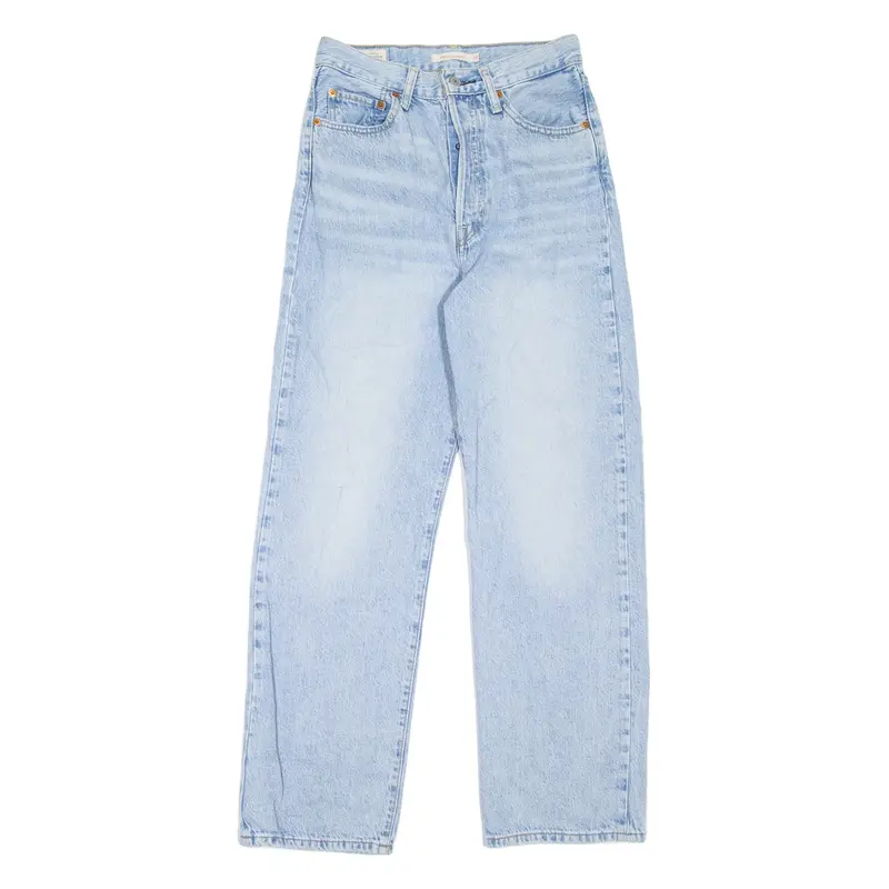 LEVI'S Ribcage BIG E Womens Jeans Blue Relaxed Straight Stone Wash W27 L29