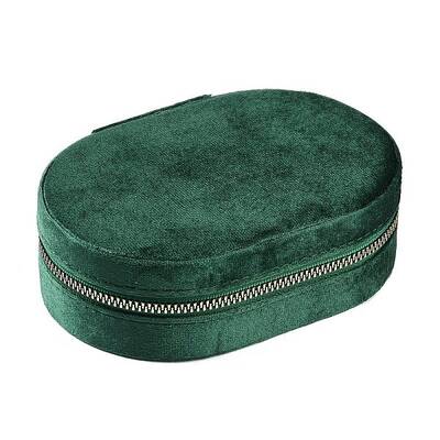 Italian Velvet Double Layers Jewelry Set Storage Zipper Boxes