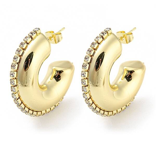 Brass Micro Pave Cubic Zirconia Donut Stud Earrings