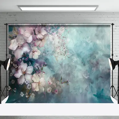 Realistic Oil Painting Pink Floral Fine Art Backdrop
