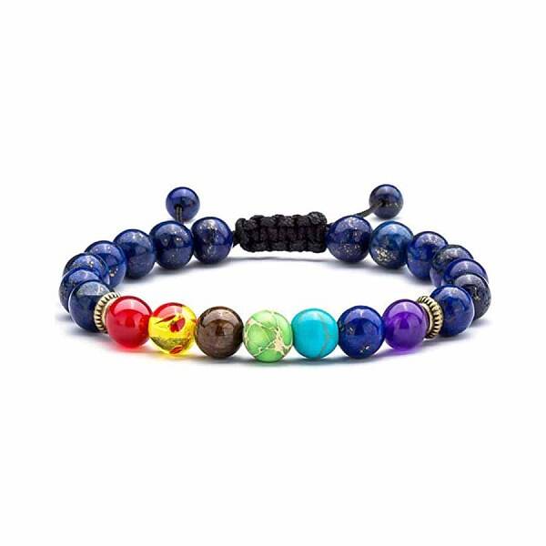 Chakra Theme Natural & Synthetic Mixed Stones Braided Bracelets