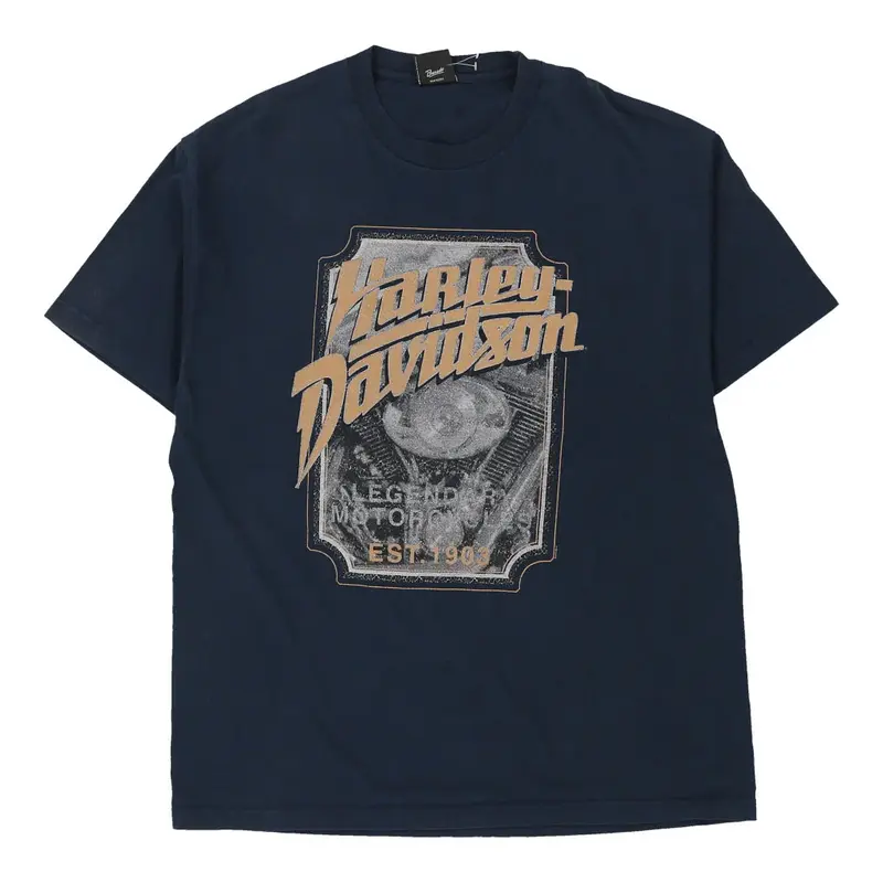 Onalaska, Wisconsin Harley Davidson Graphic T-Shirt - XL Navy Cotton