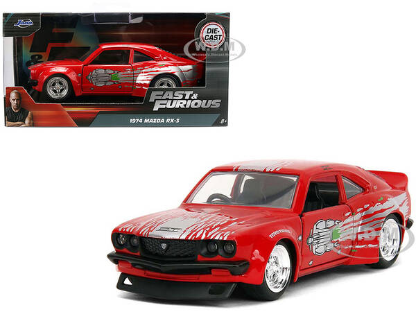 1974 Mazda RX-3 Red with Graphics Fast & Furious Series 1/32 Diecast Model Car by Jada