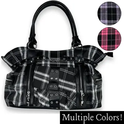 Punk Plaid Crossbody Shoulder Bag - Perfect for school, work & everyday.