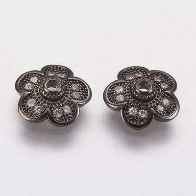 Brass Micro Pave Cubic Zirconia Bead Cap