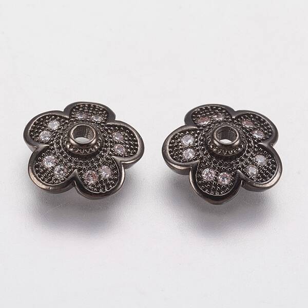 Brass Micro Pave Cubic Zirconia Bead Cap