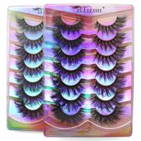 Fluffy False Eyelashes Cluster, 14 Pairs 2 Style Wispy Cat Eye Look Faux Cluster Lashes, Natural Curling Eye Makeup Strip Las...