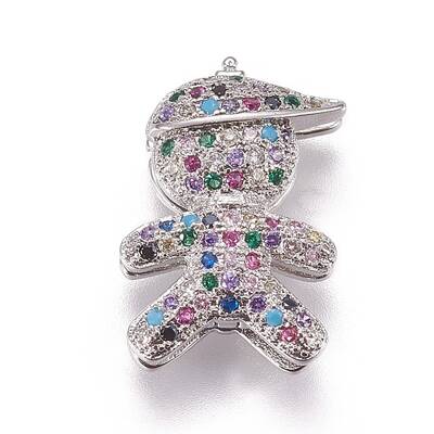 Brass Micro Pave Cubic Zirconia Slide Charms
