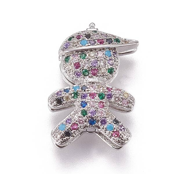 Brass Micro Pave Cubic Zirconia Slide Charms
