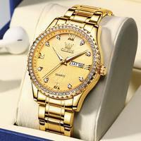 OLEVS Men's Watch, Genuine Stainless Steel Analog Quartz Watch Men's Date, Silver Gold Silver Waterproof Luxury Two Tone Casu...
