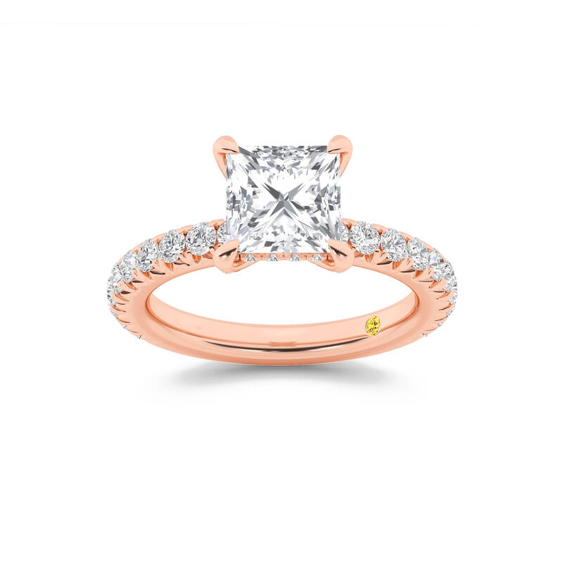 Embers Three Quarter Coverage Hidden Halo Princess Cut Lab Grown Diamond Engagement Ring | 14K Rose Gold 2 3/8 CT. TW.