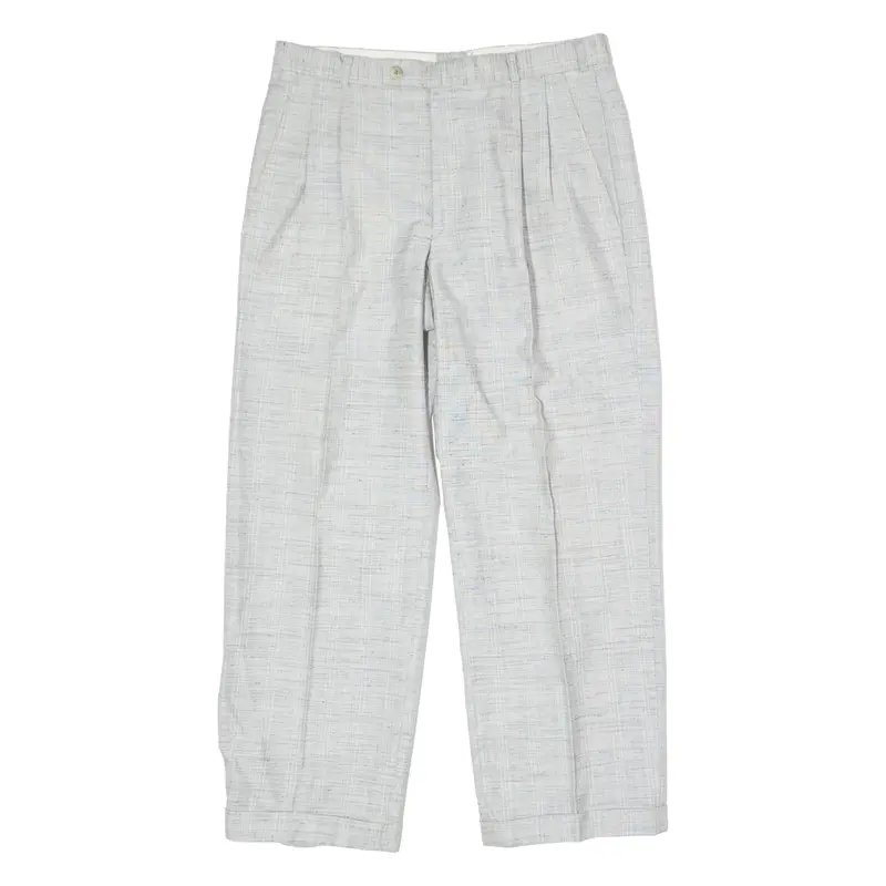 FUTURA 2000 Cropped Pleated Mens Trousers Grey Regular Straight W32 L27