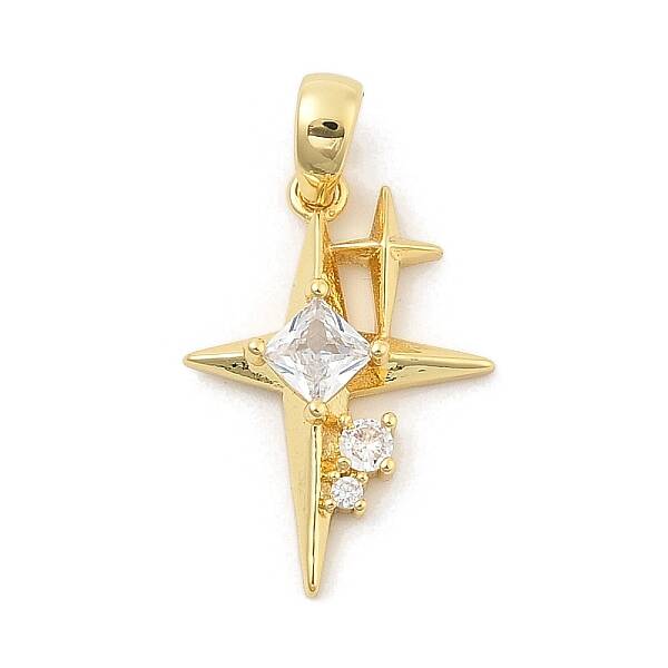 Rack Plating Brass Clear Cubic Zirconia Pendants