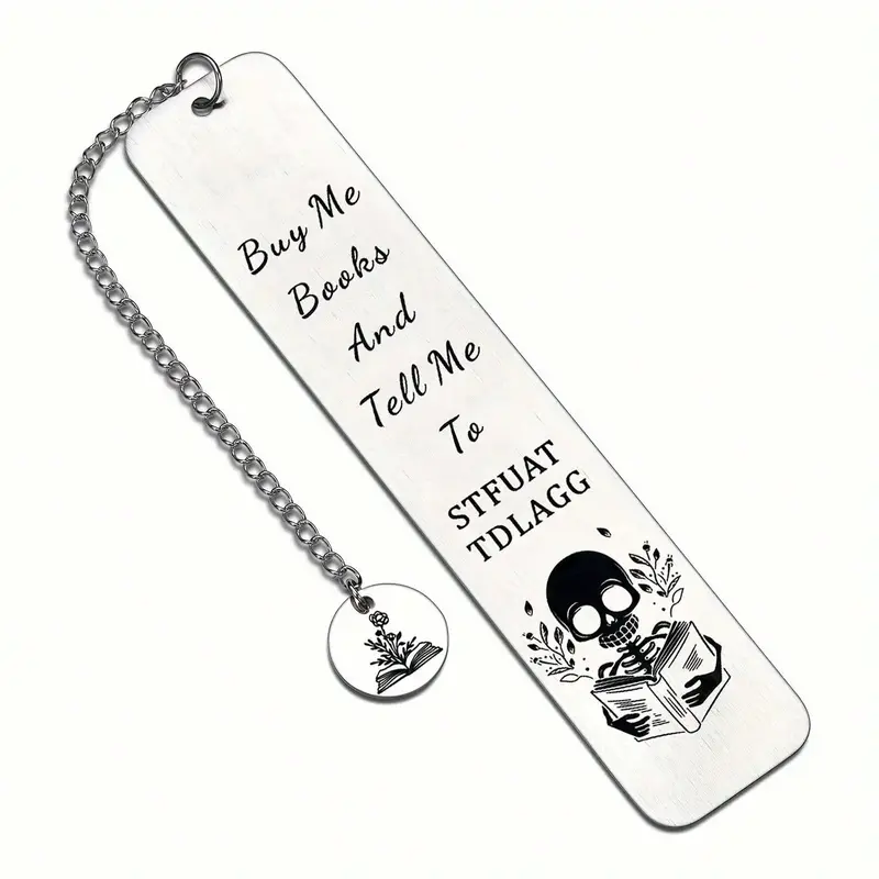 Skull Reading Book Pattern Bookmark, Stainless Steel Bookmark, Reading Bookmark, Book Accessories, Gift for Friend, Office St...