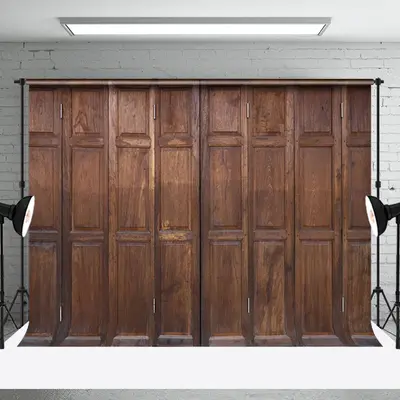 Traditional Brown Retro Wooden Door Photo Backdrop - Aperturee